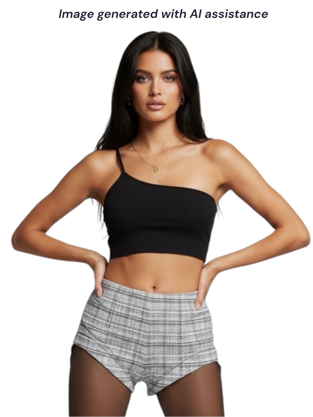 ARE YOU AM I M black Wylie Cropped One Shoulder Tank